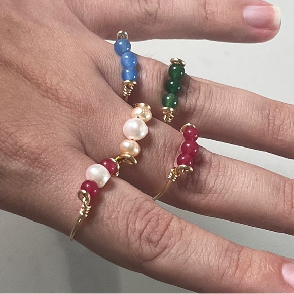 Custom Gold Handmade ring gemstone and pearls - Natural Ruby, Emerald, Sapphire - Picture 2 of 9